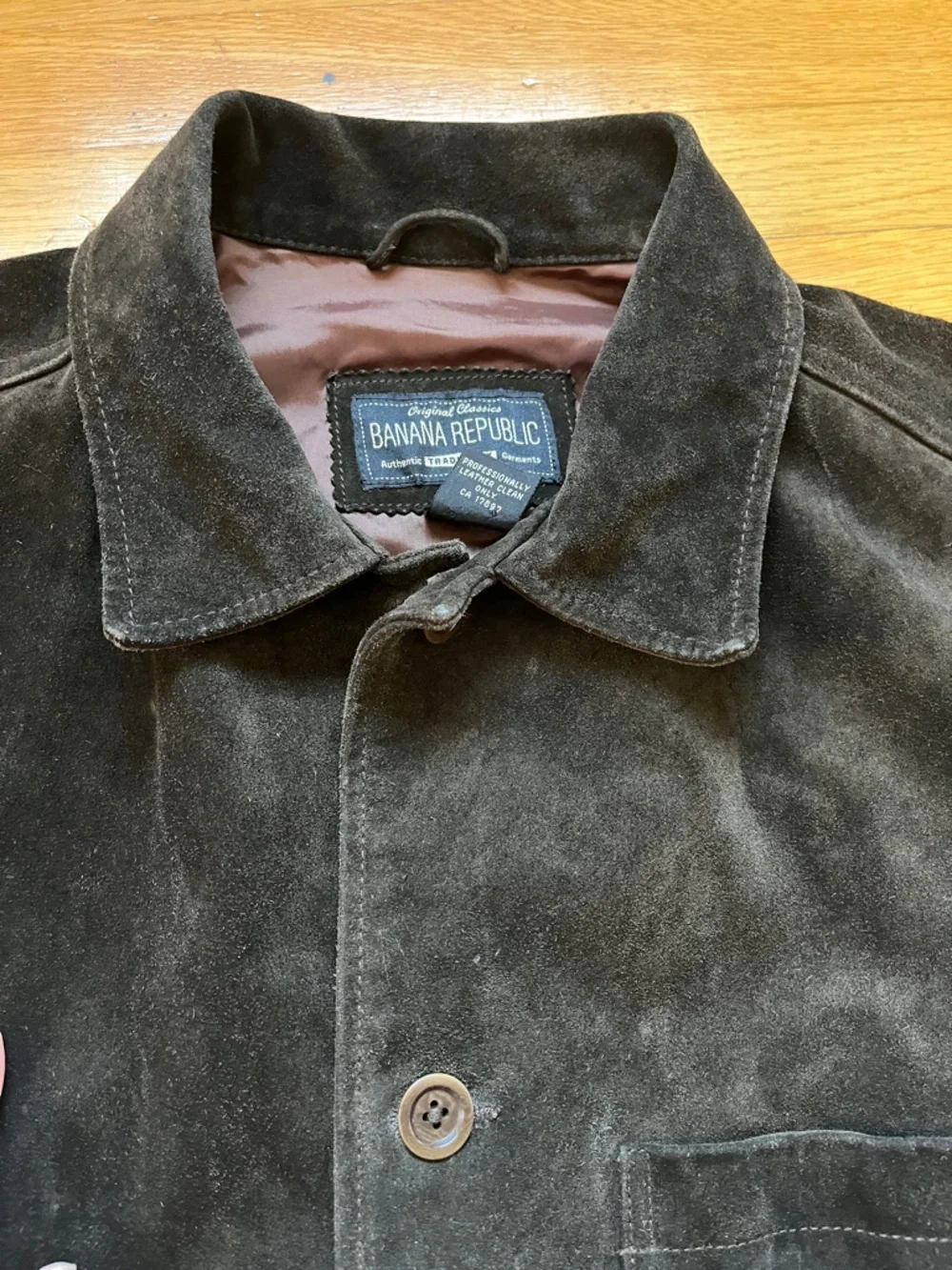 Vintage 80s 90s Banana Republic brown suede work shirt shacket M cabincore